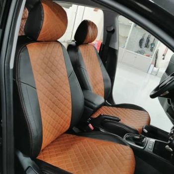 Авточехлы Автопилот Чёрный коричневый Ромб